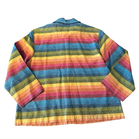 Coldwater Creek Rainbow Striped Linen Blend Shirt Jacket Shacket Button Up Sz M - Picture 7 of 8